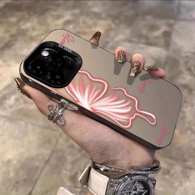 Luminous Butterfly Pattern iPhone Case for 15/14/13/12/11 Series, Soft TPU Full-Body Protective Cover with Glow Effect, Shockproof Slim Phone Case